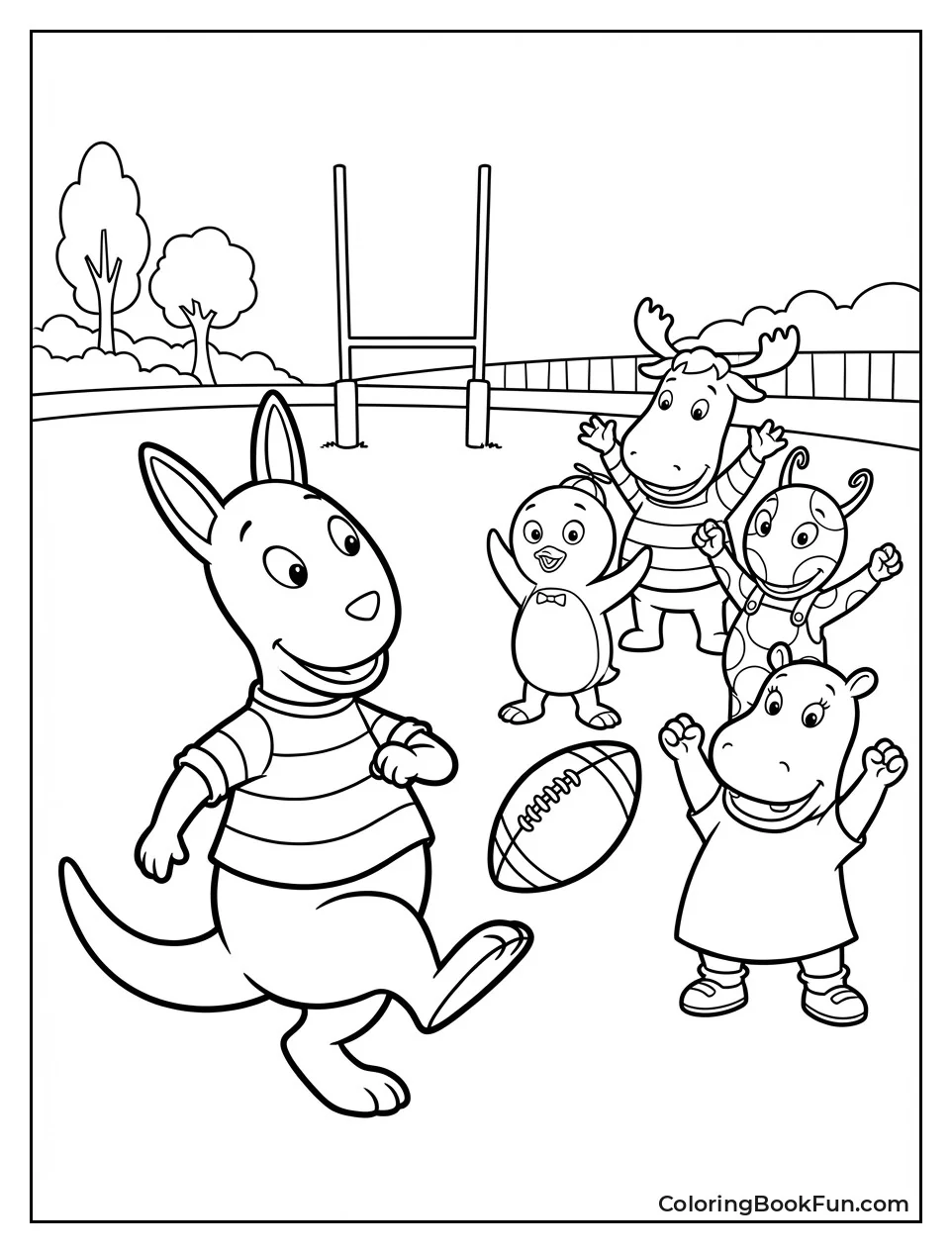 Austin Kicks Football with Friends