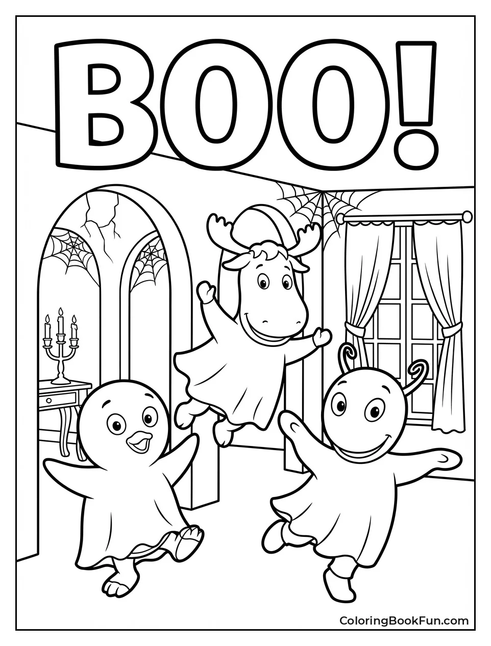 Ghosts Float in Haunted House