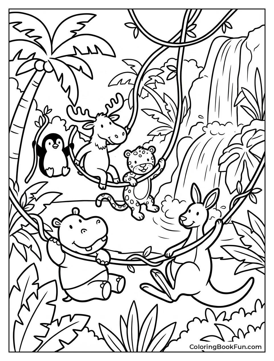 Friends Swing on Jungle Vines