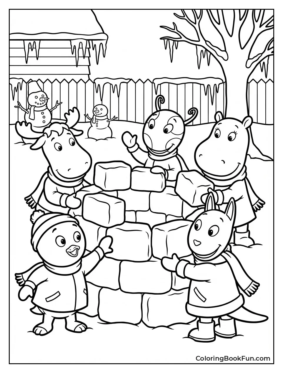 Friends Build Snow Fort