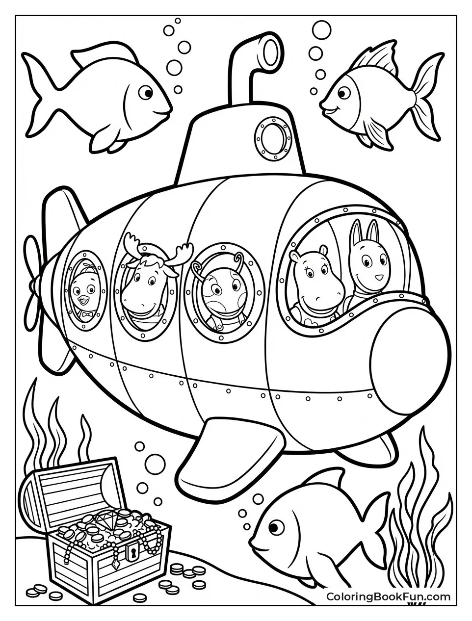 Submarine Sees Fish and Treasure