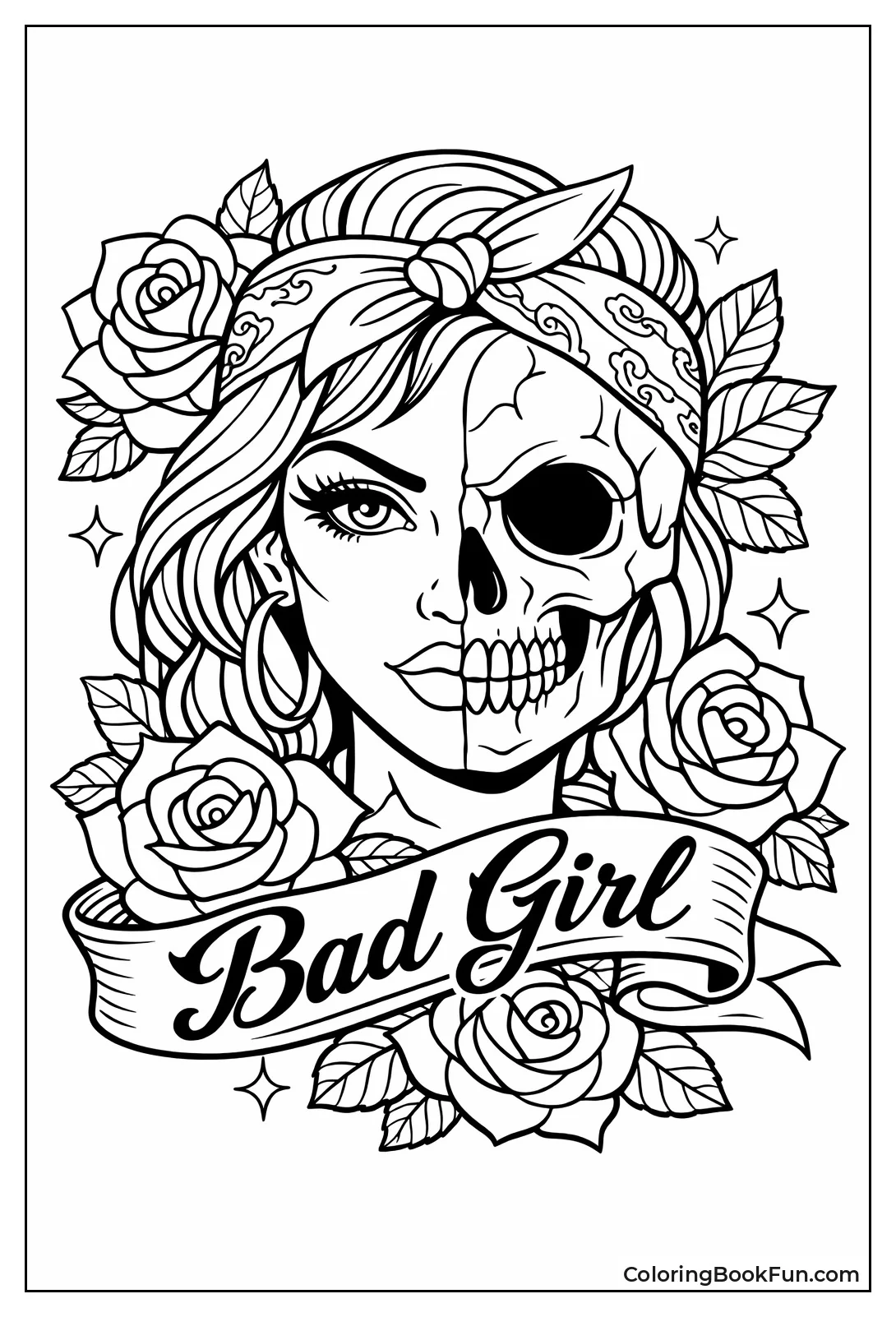 Bad Girl Skull Roses