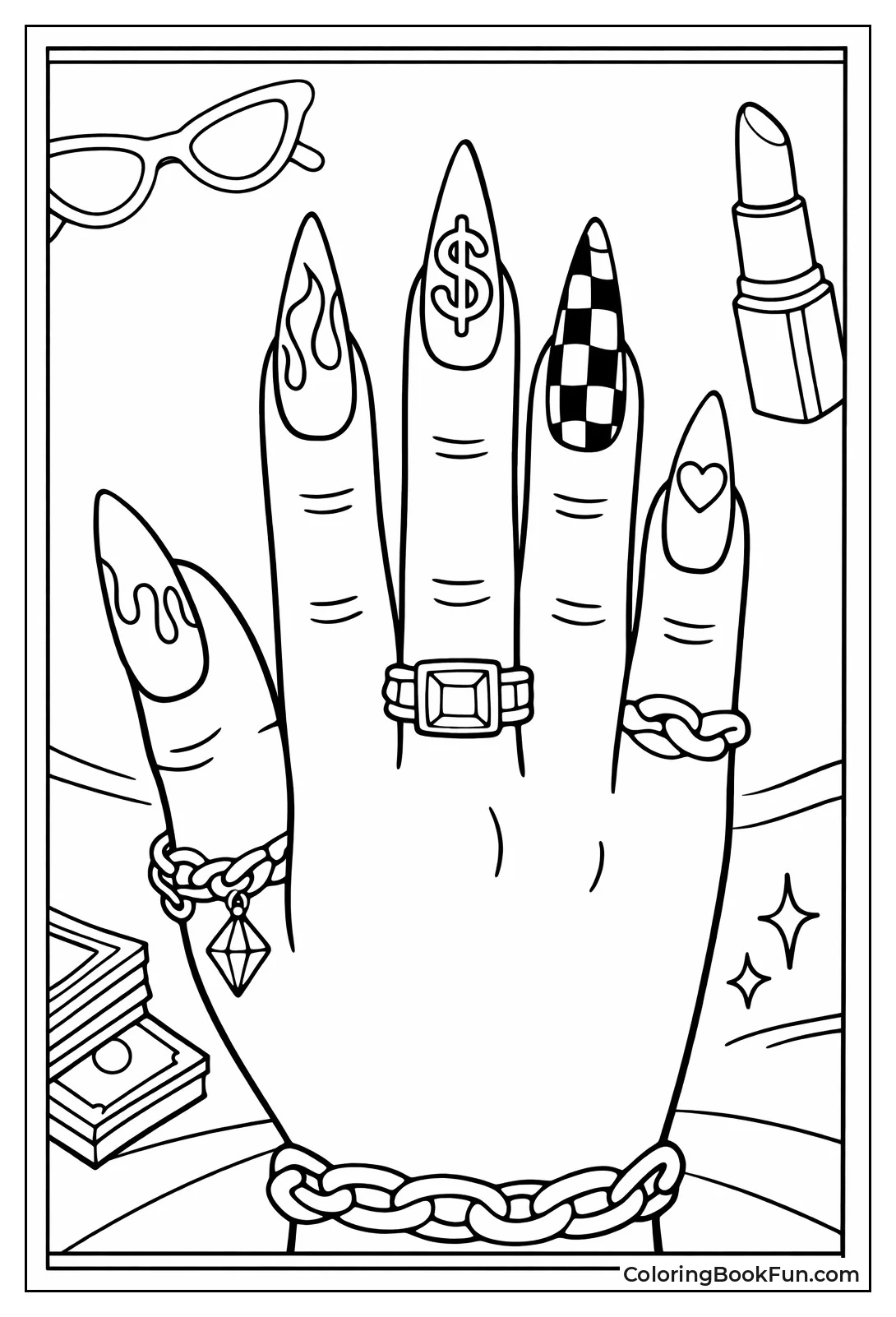 Hand Flaunts Acrylic Nail Art