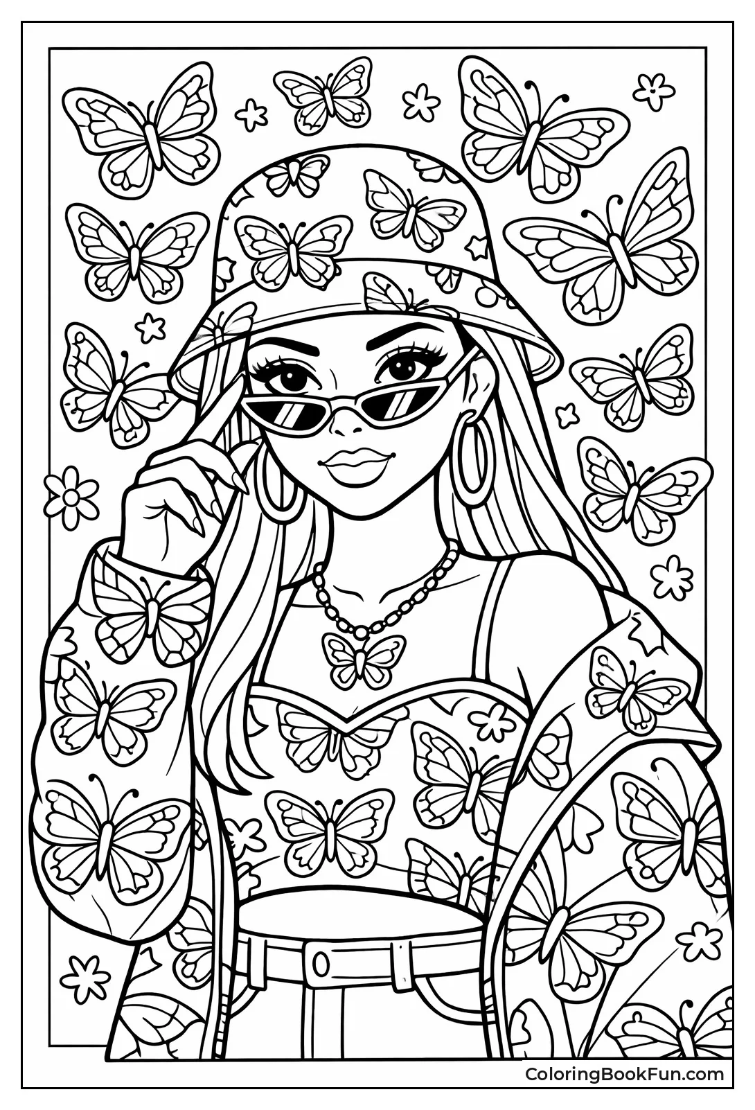 Girl Covered in Butterfly Patterns