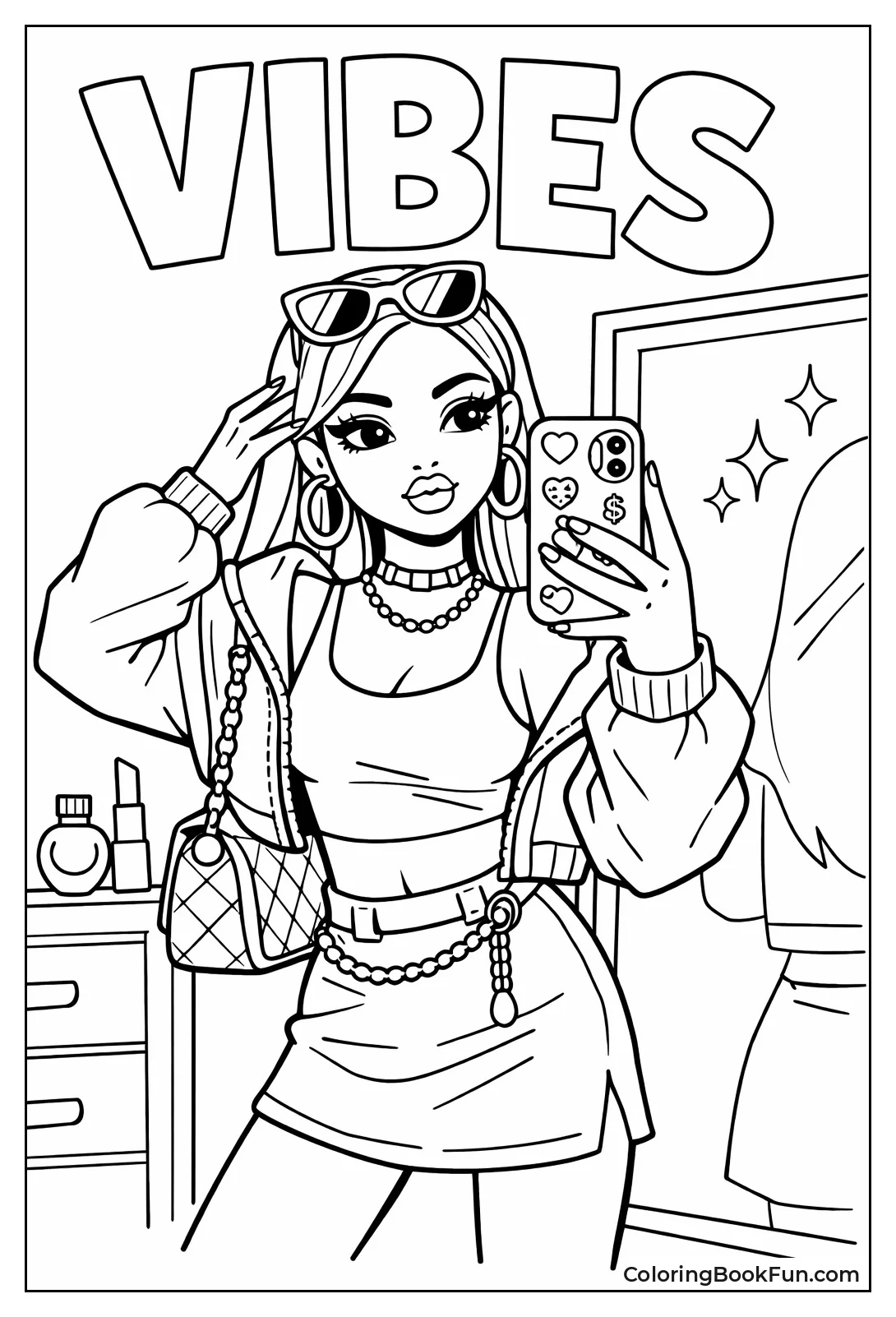 Girl Poses for Mirror Selfie