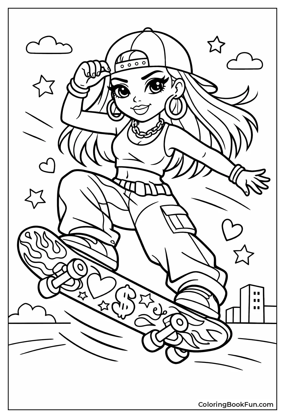 Skater Girl Lands Cool Trick