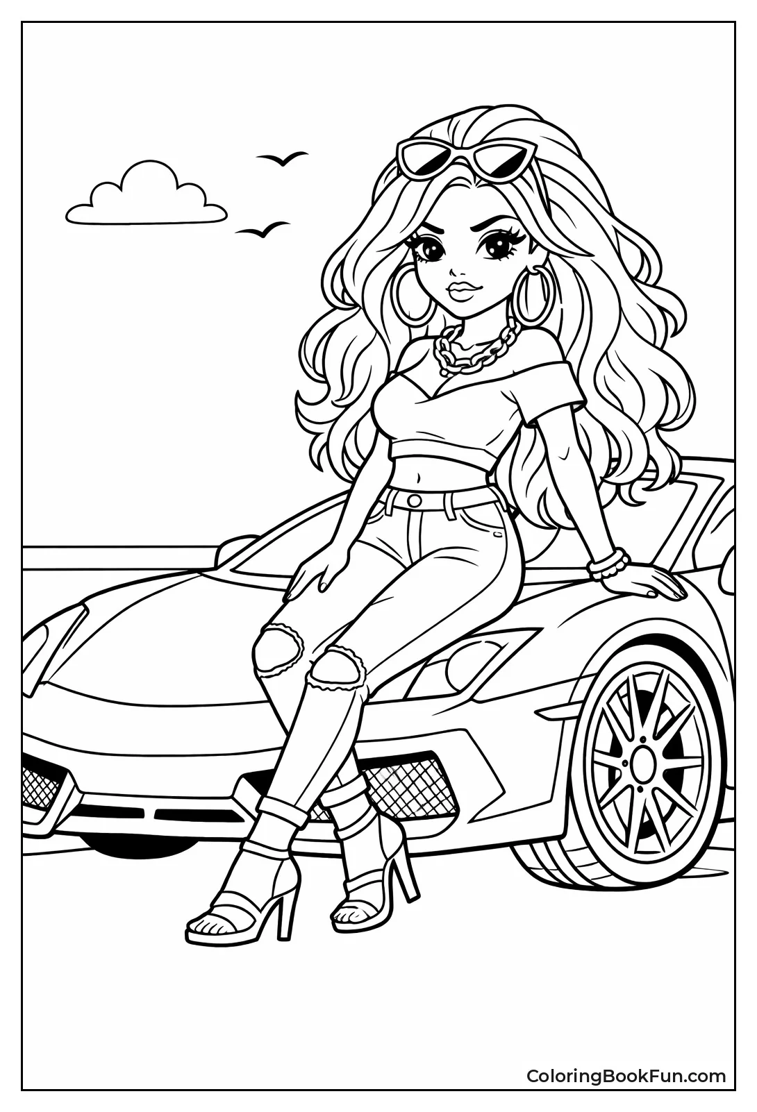 Baddie Poses against Sports Car
