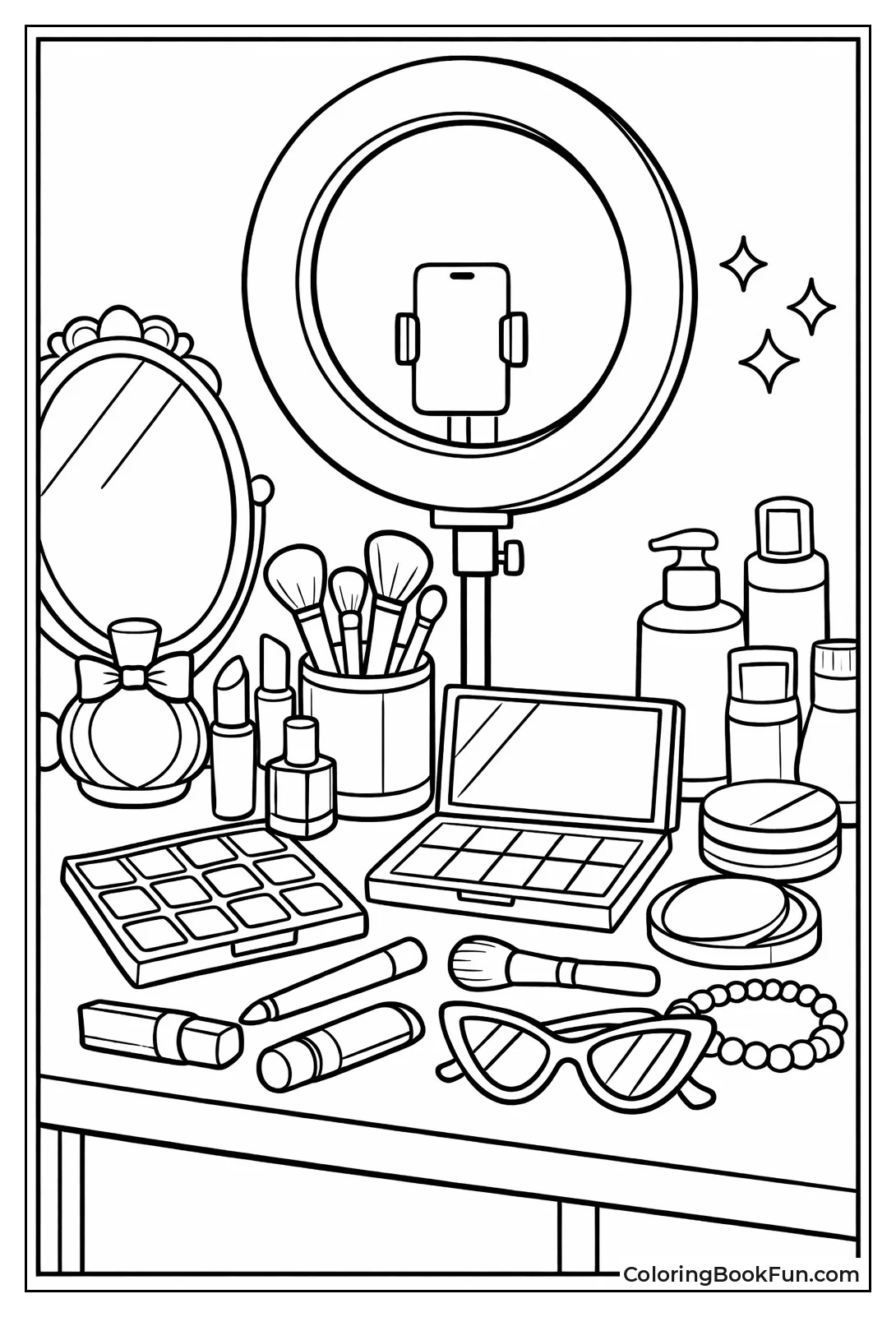 Vanity Table with Makeup Tools