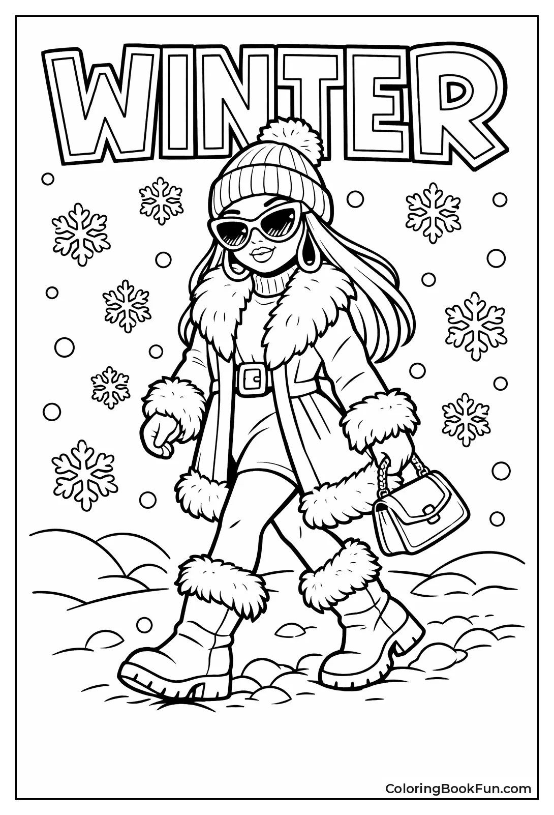 Winter Baddie Strolls in Snow