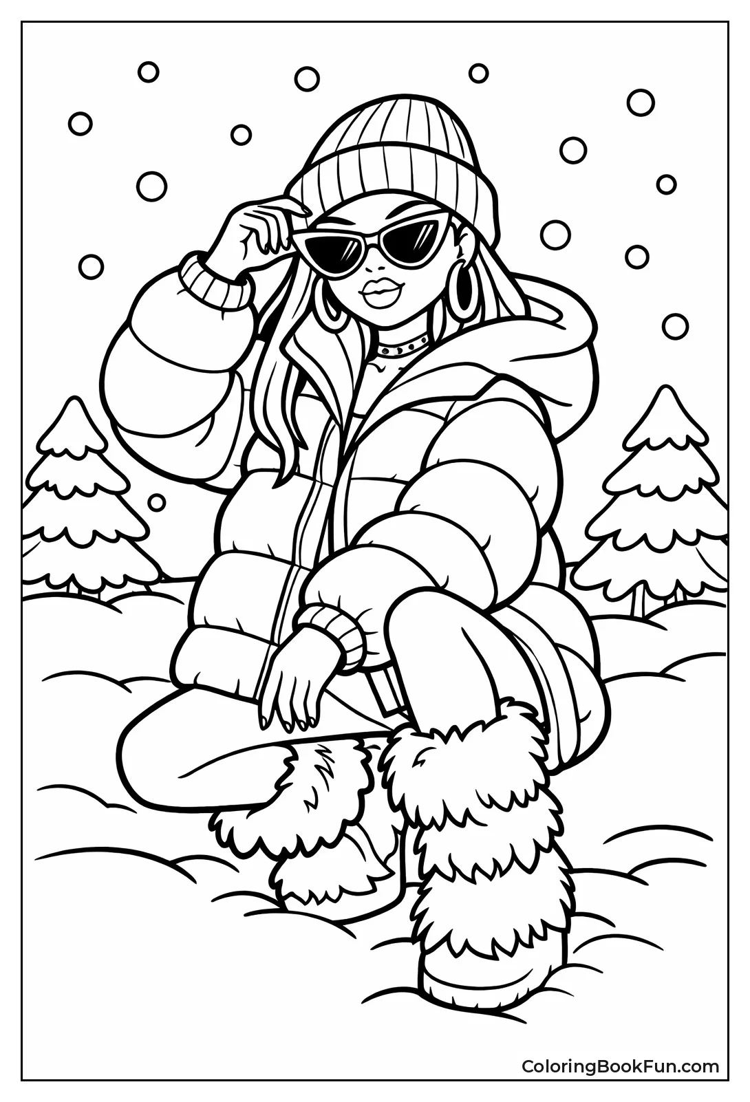 Baddie Poses in Snowy Puffer