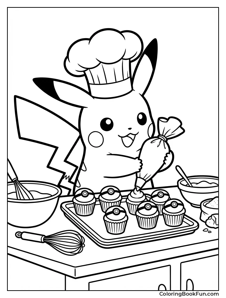 Pikachu Bakes Cupcakes
