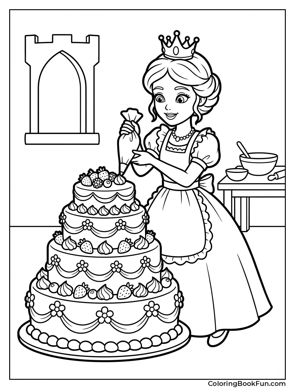 Princess Decorating Giant Cake
