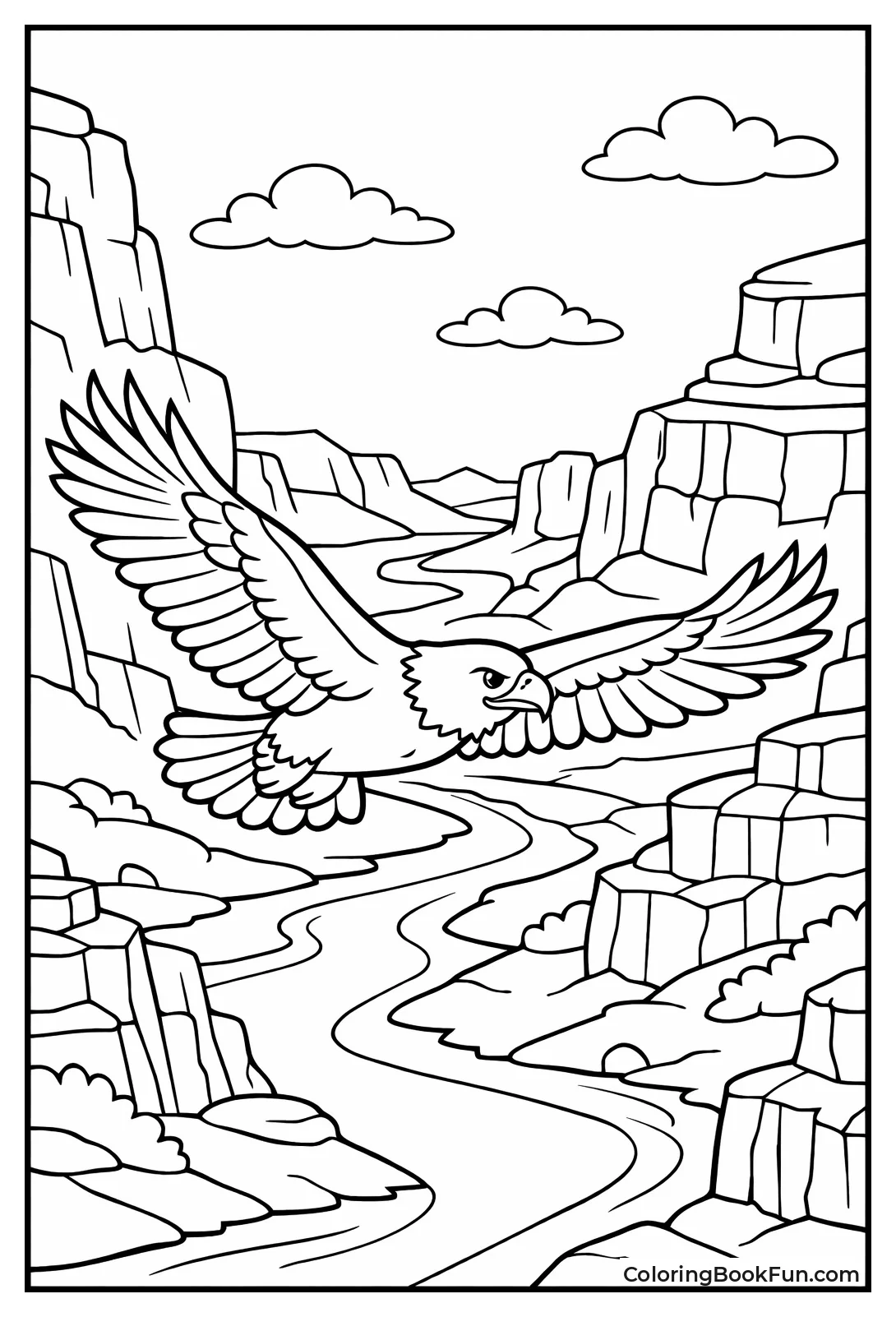 Eagle Gliding through Canyon