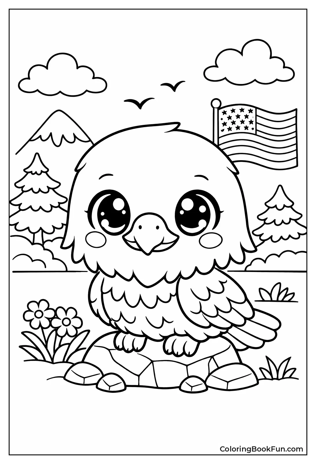 Cute Cartoon Bald Eagle