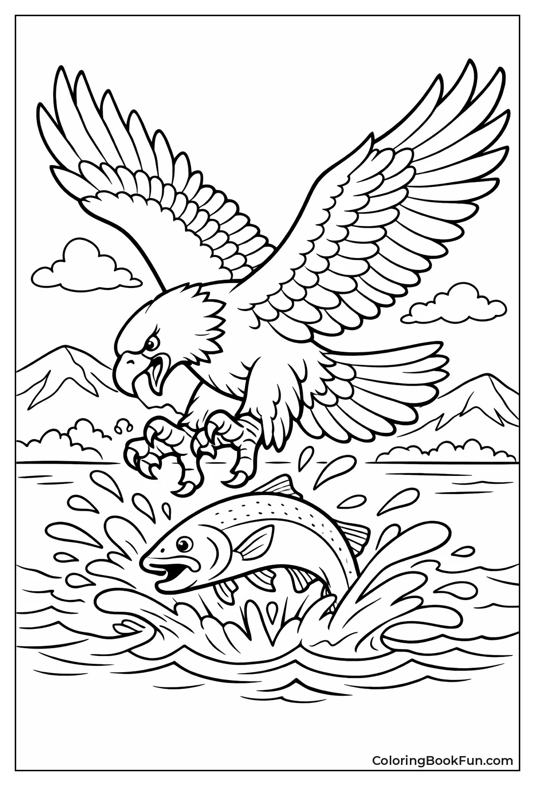 Eagle Diving for Fish