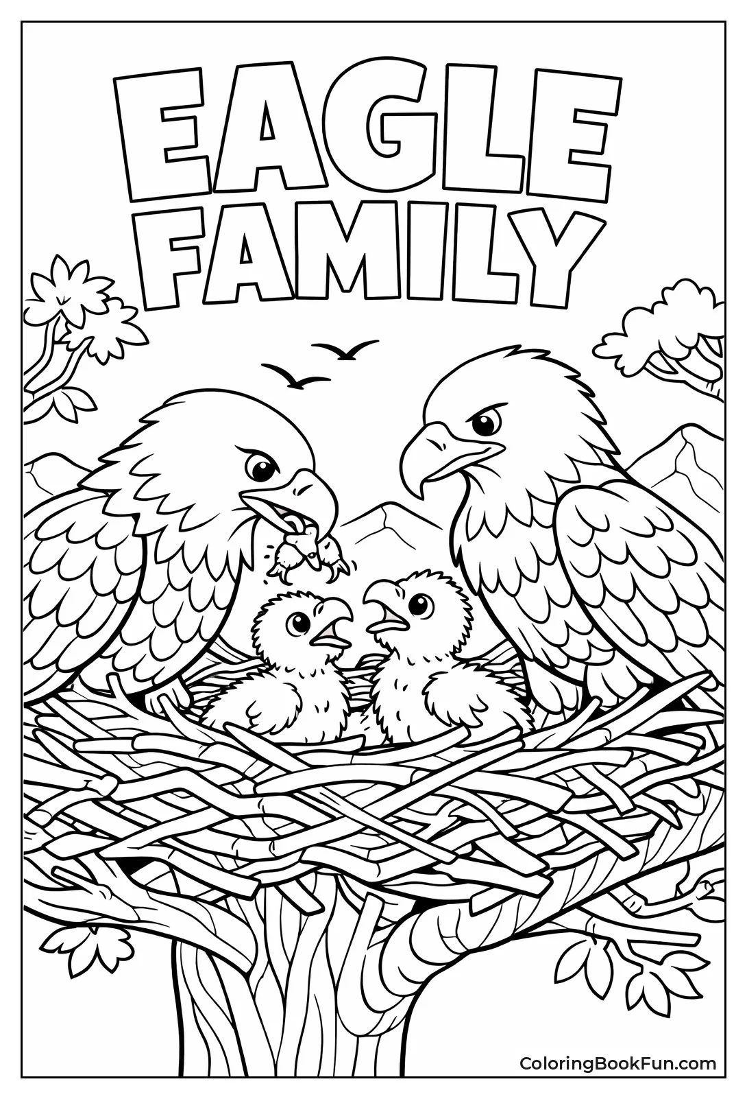 Eagle Family Feeding Chicks