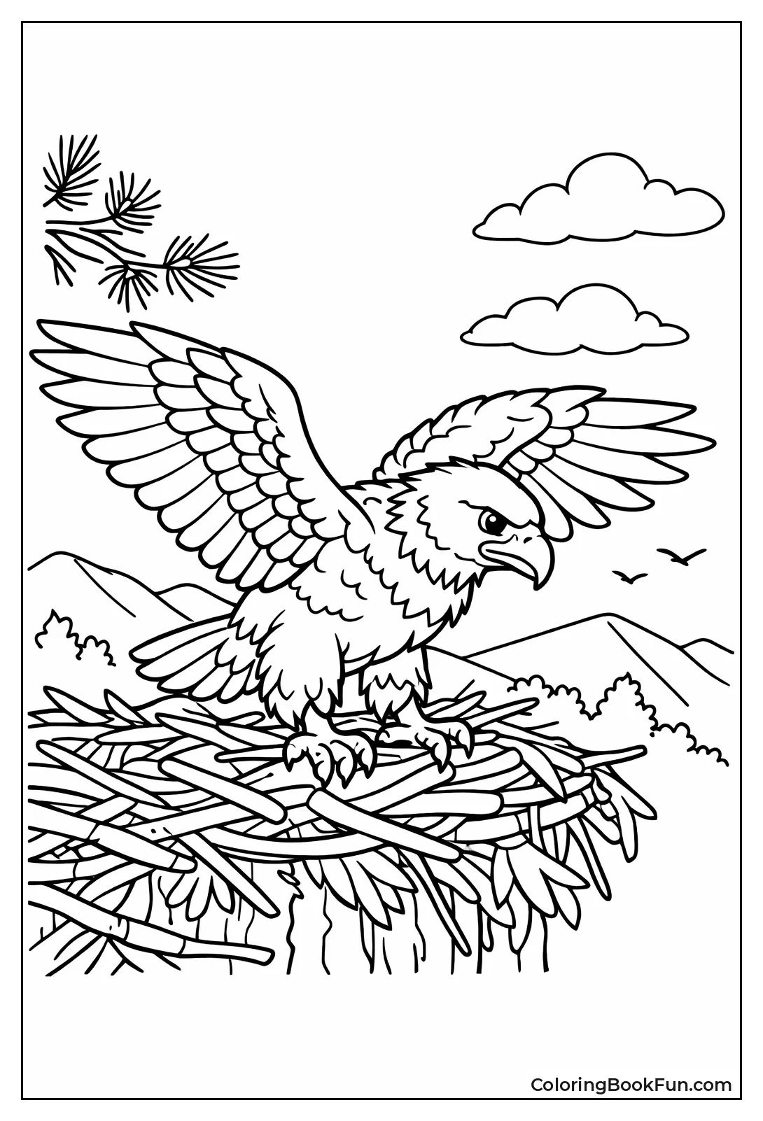 Young Eagle Flapping Wings