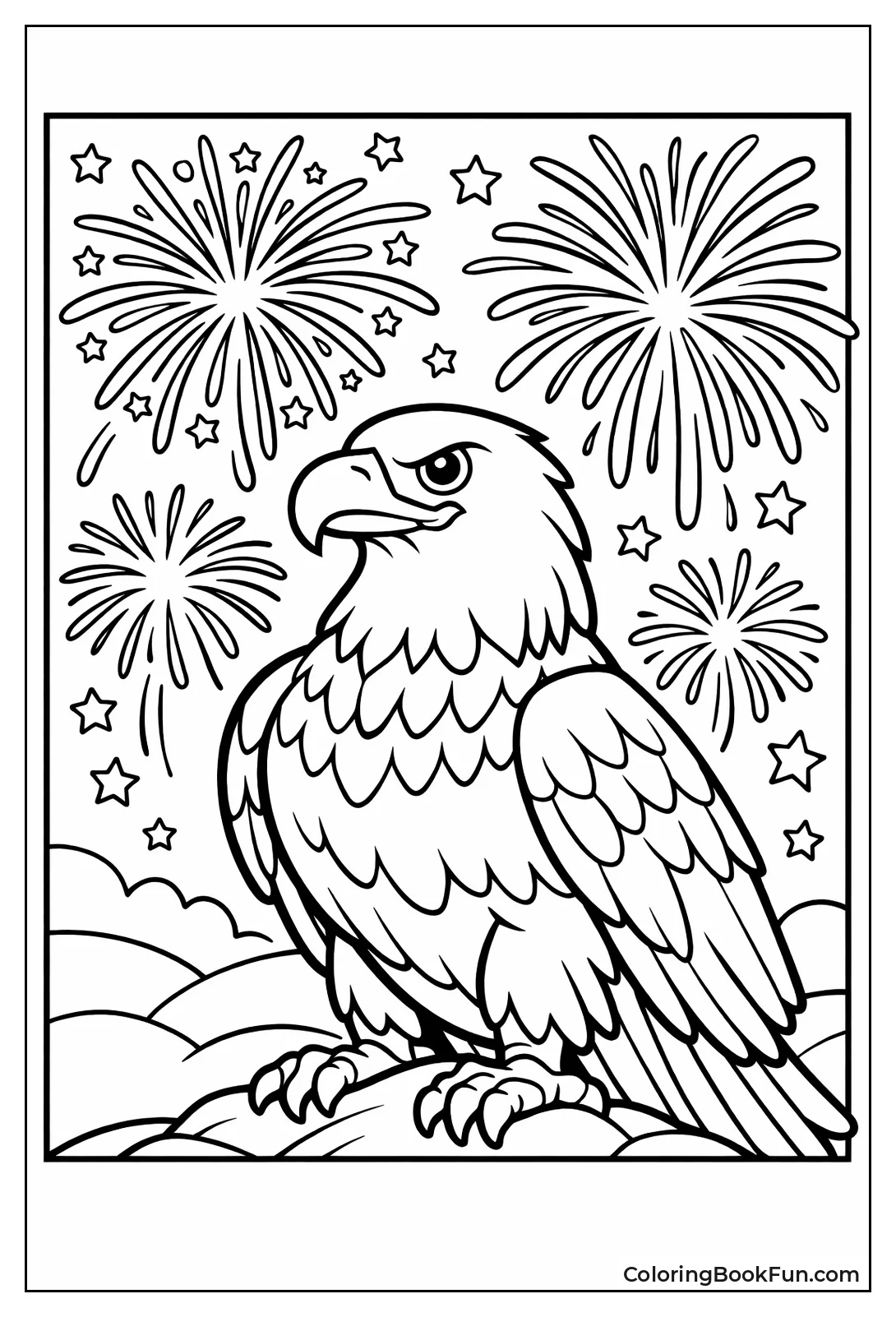 Eagle with Night Fireworks