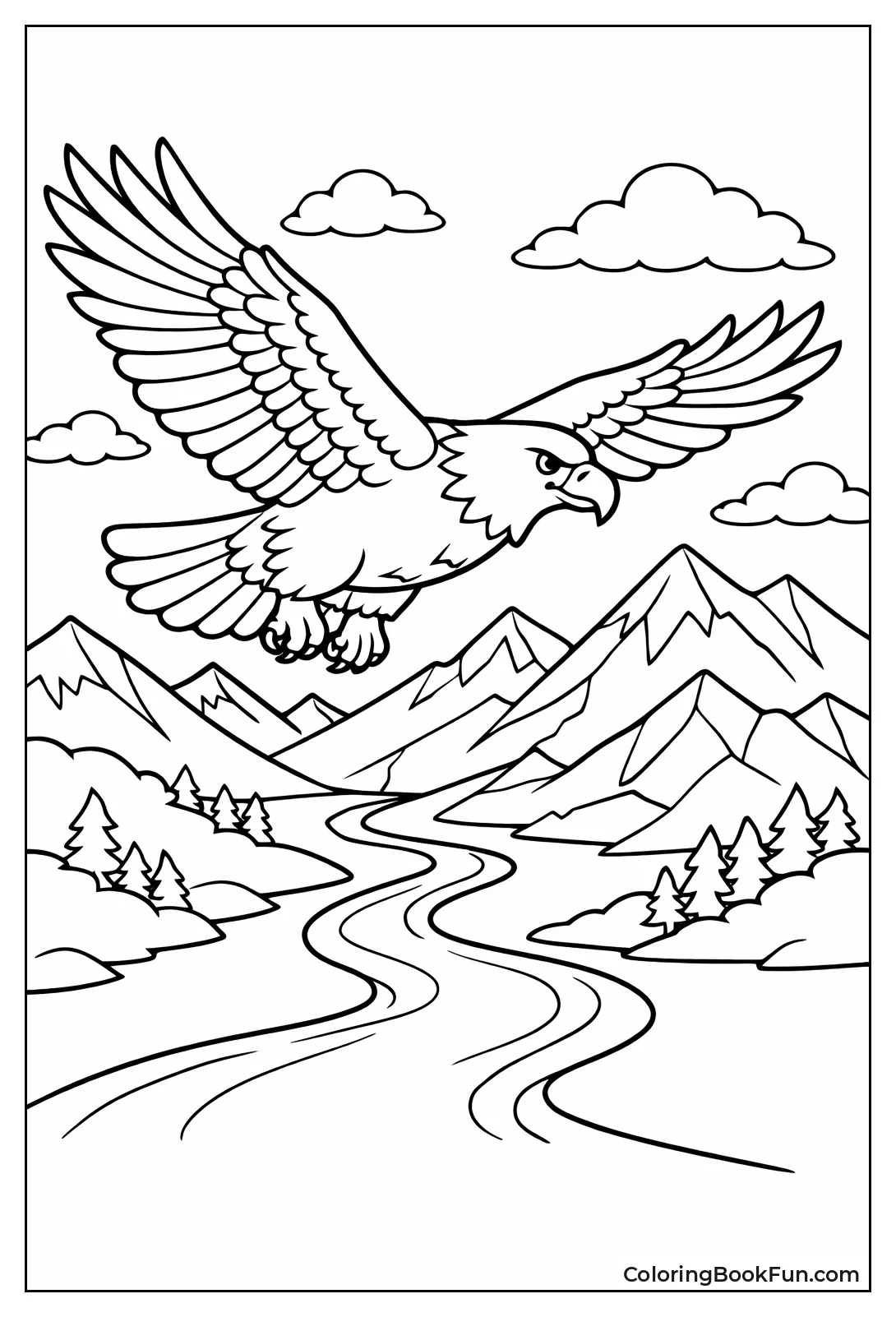 Eagle over Jagged Mountains