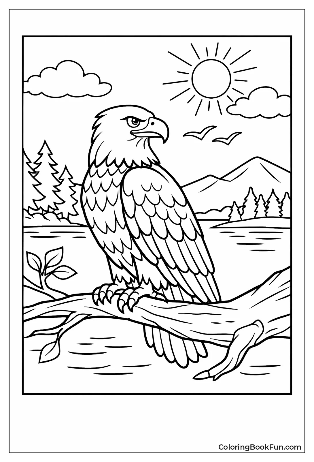 Eagle Perched on Branch