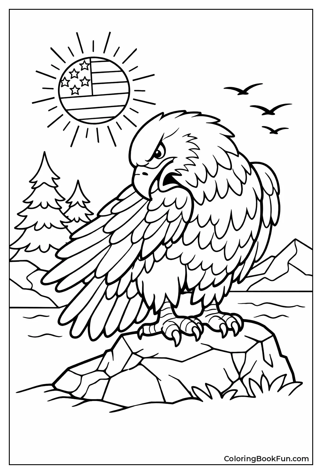 Eagle Preening Its Feathers