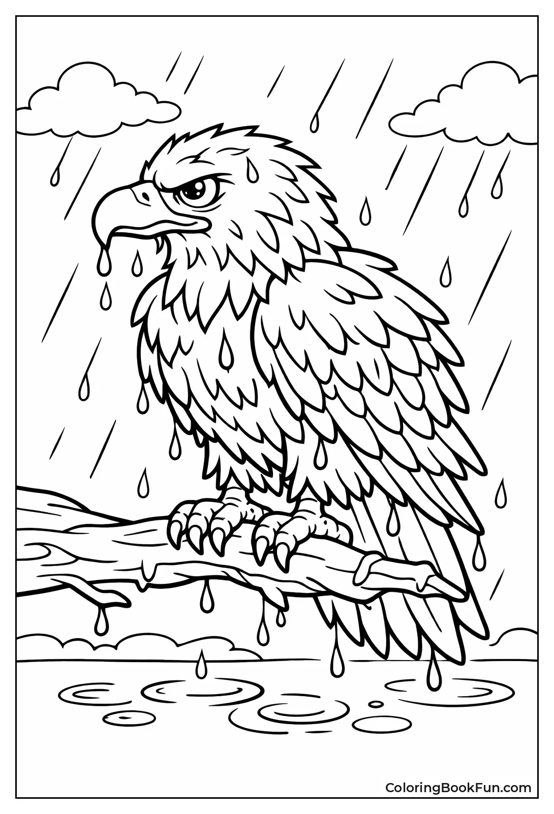 Wet Eagle in Rain