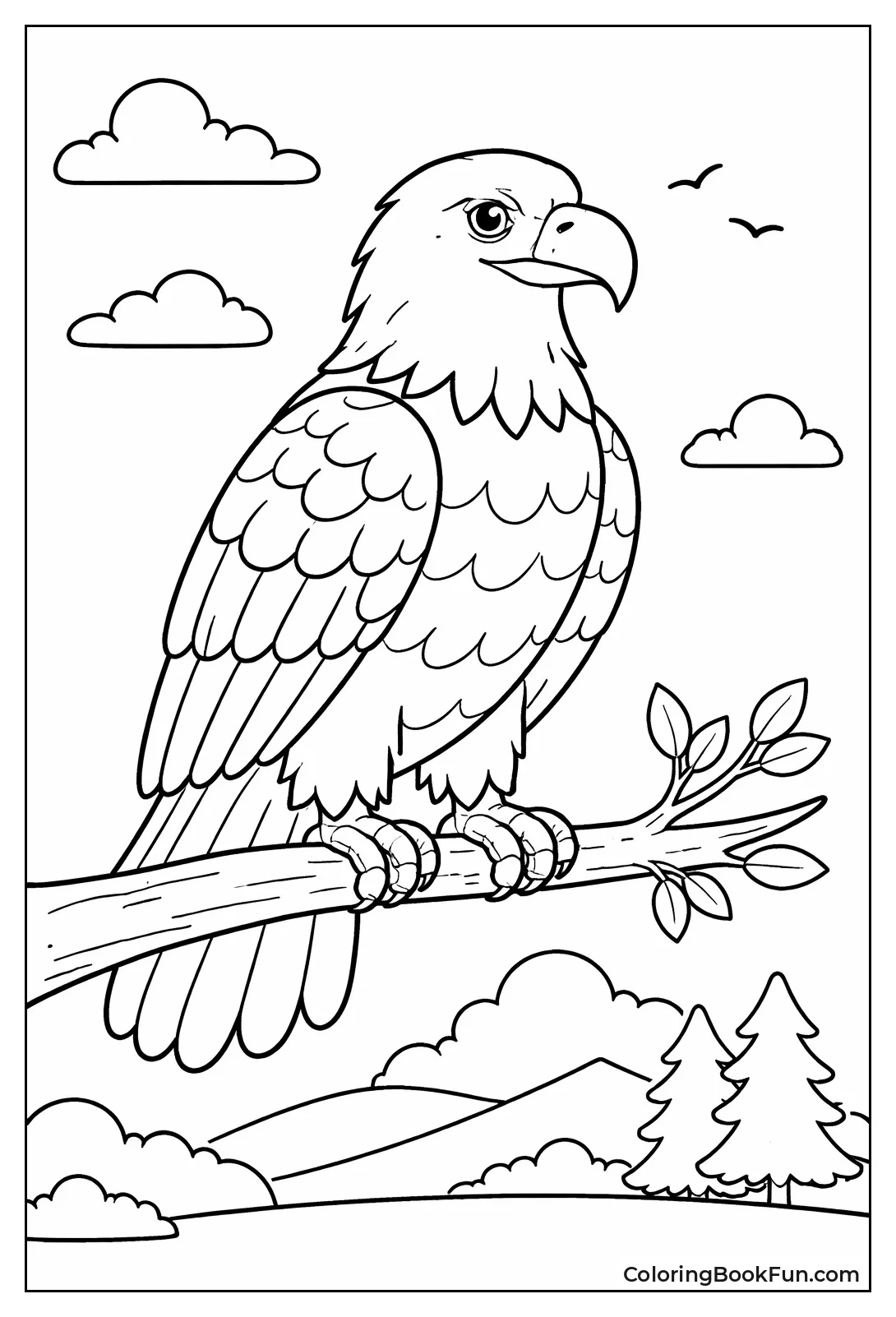 Simple Perched Eagle Outline