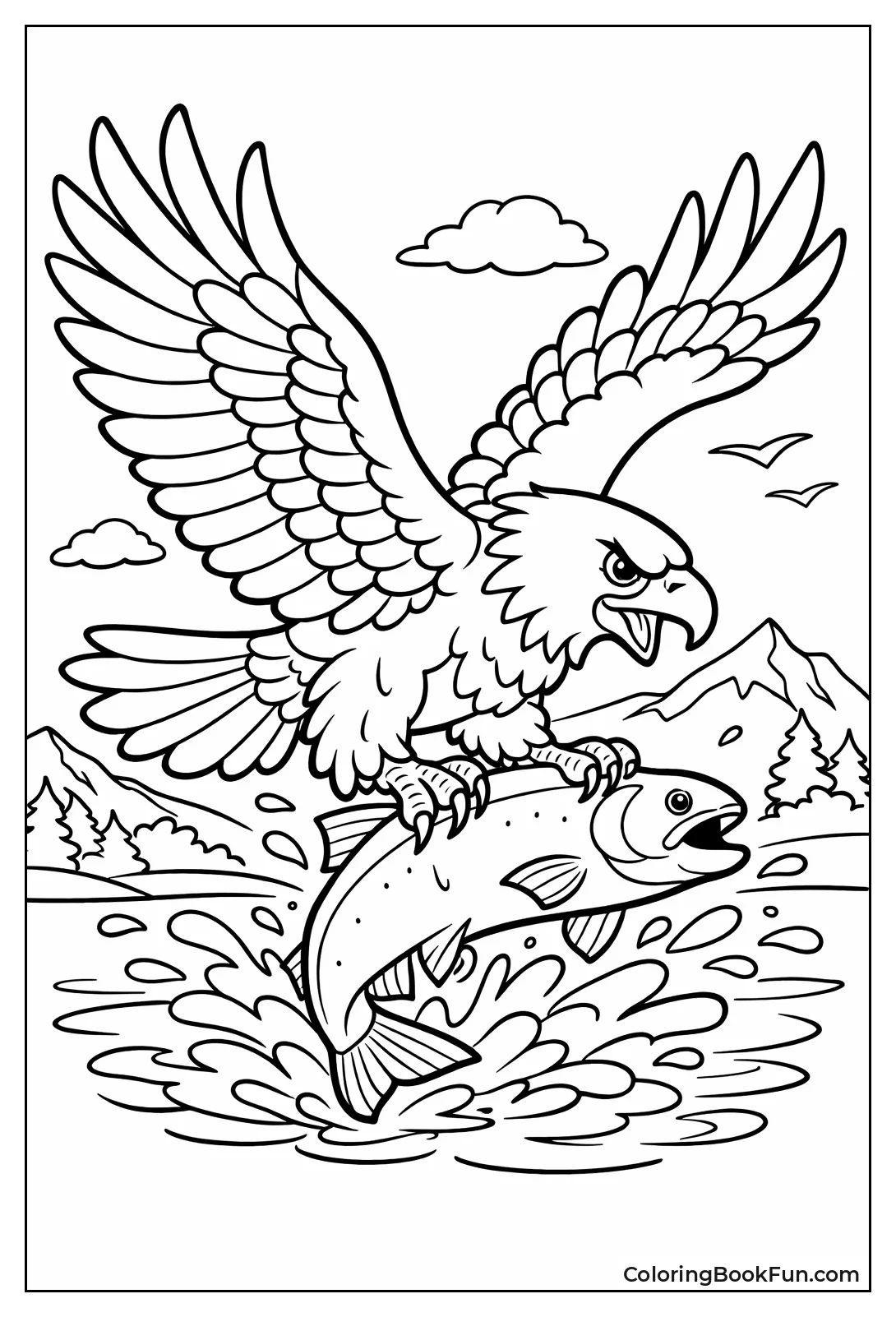 Eagle Gripping Big Salmon