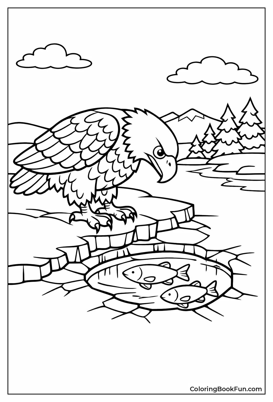 Eagle Watching Ice Fish