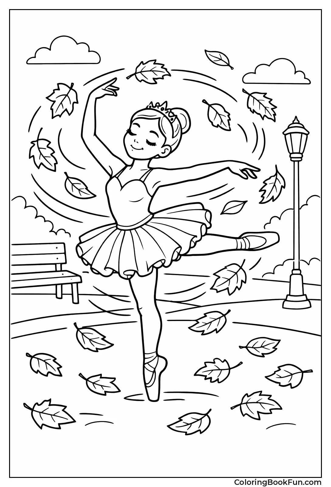 Ballerina Twirling with Leaves