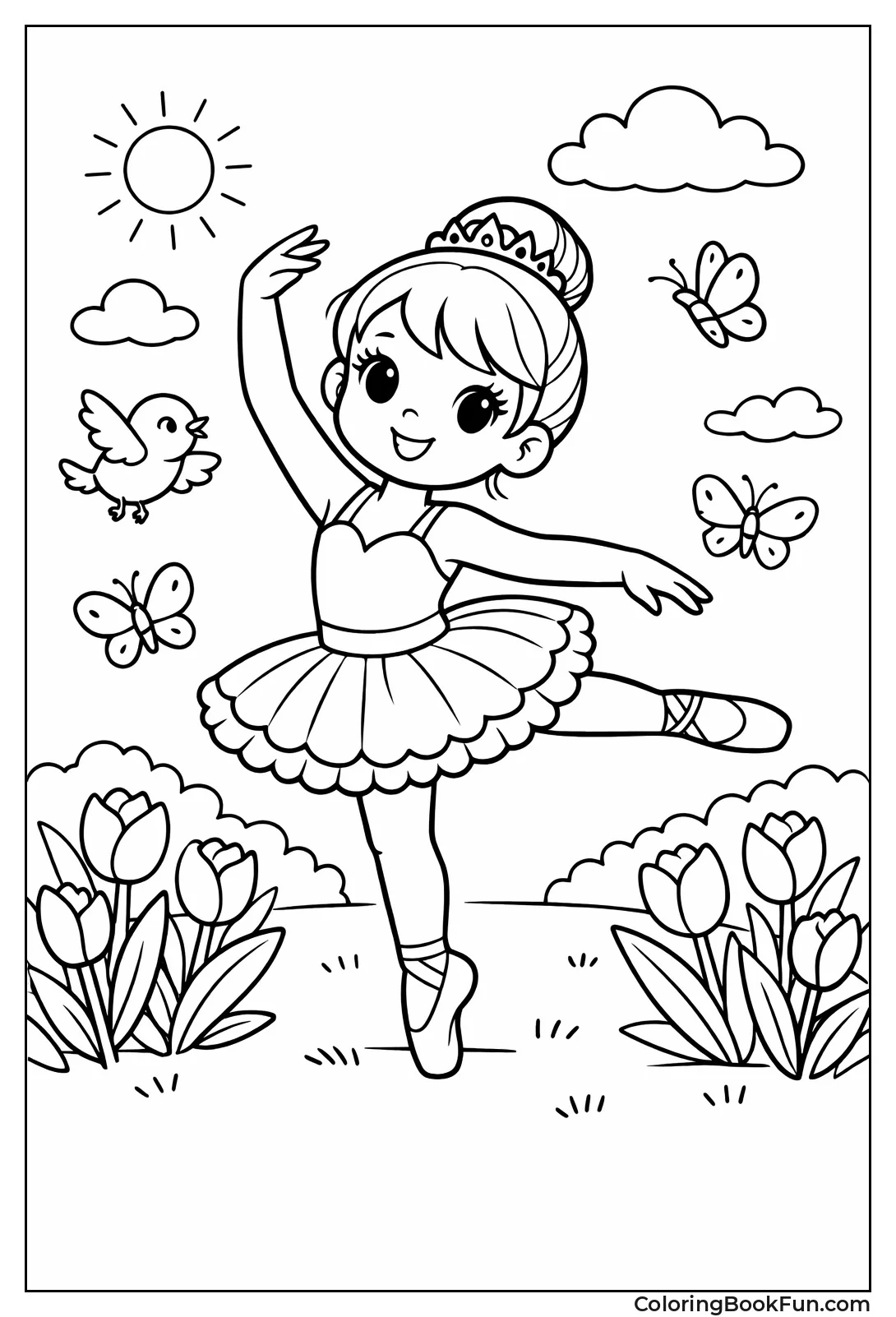 Ballerina Dancing in Garden