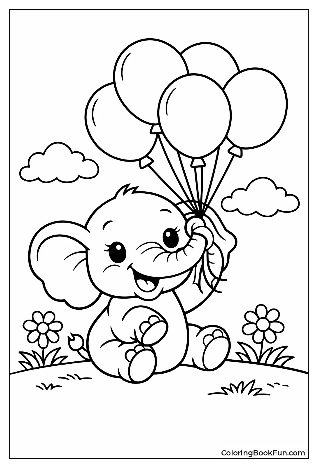 Baby Elephant Holds Balloons