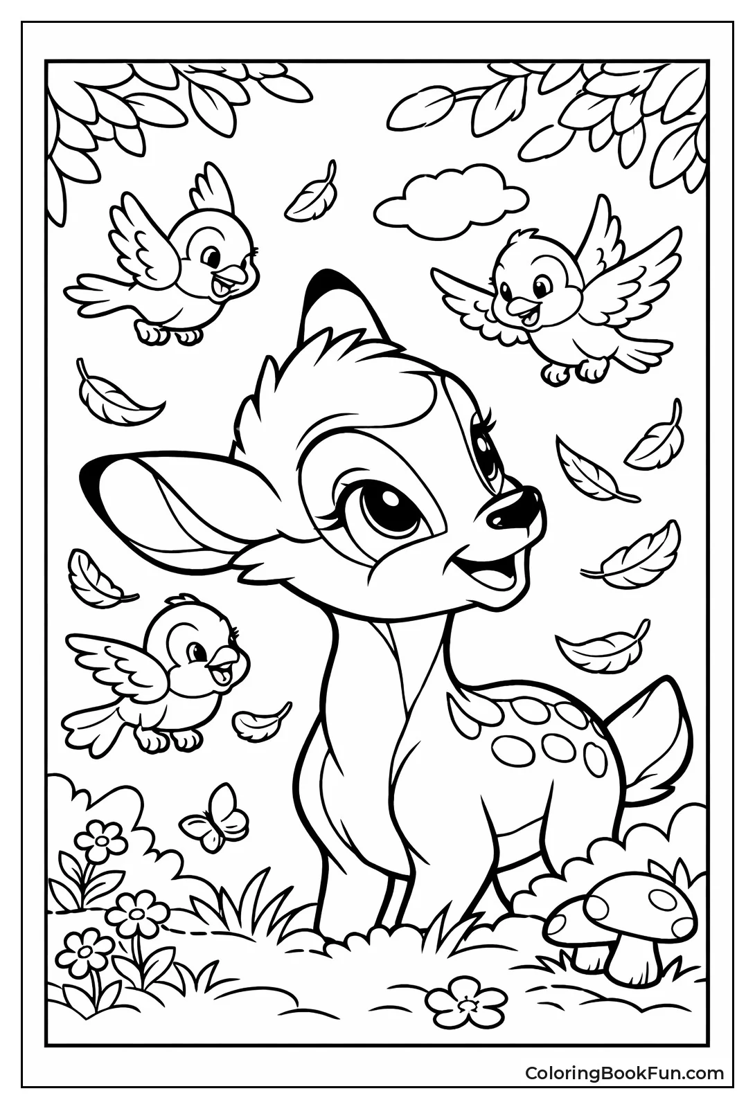 Birds Fly around Bambi