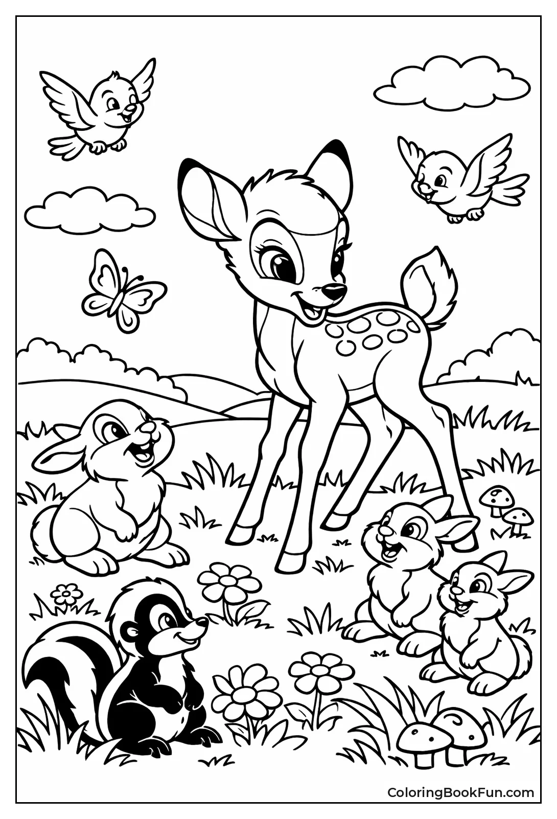 Animals Gather in Meadow