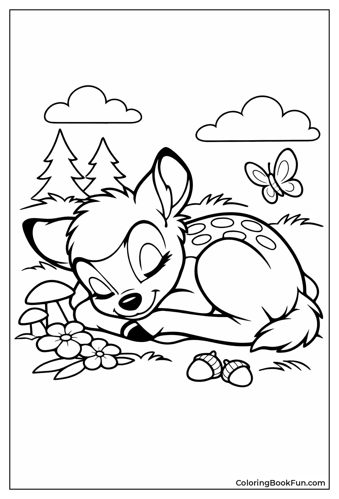 Sleepy Bambi Curled Up