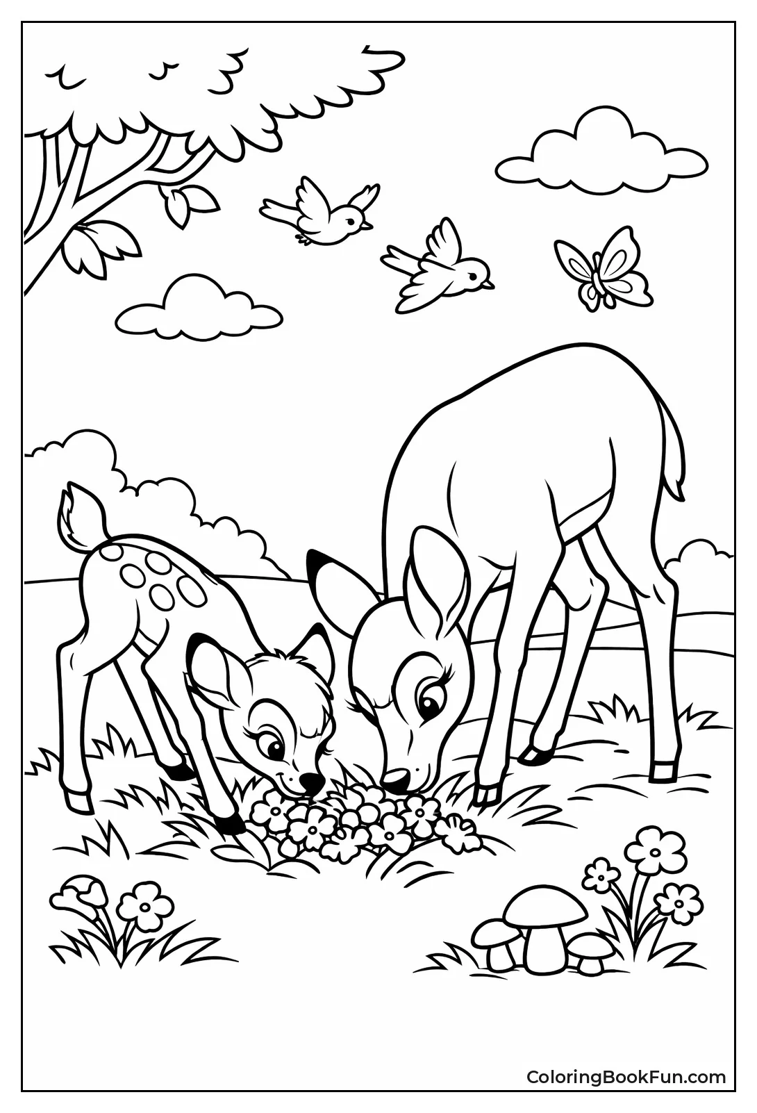 Bambi Grazes with Mother