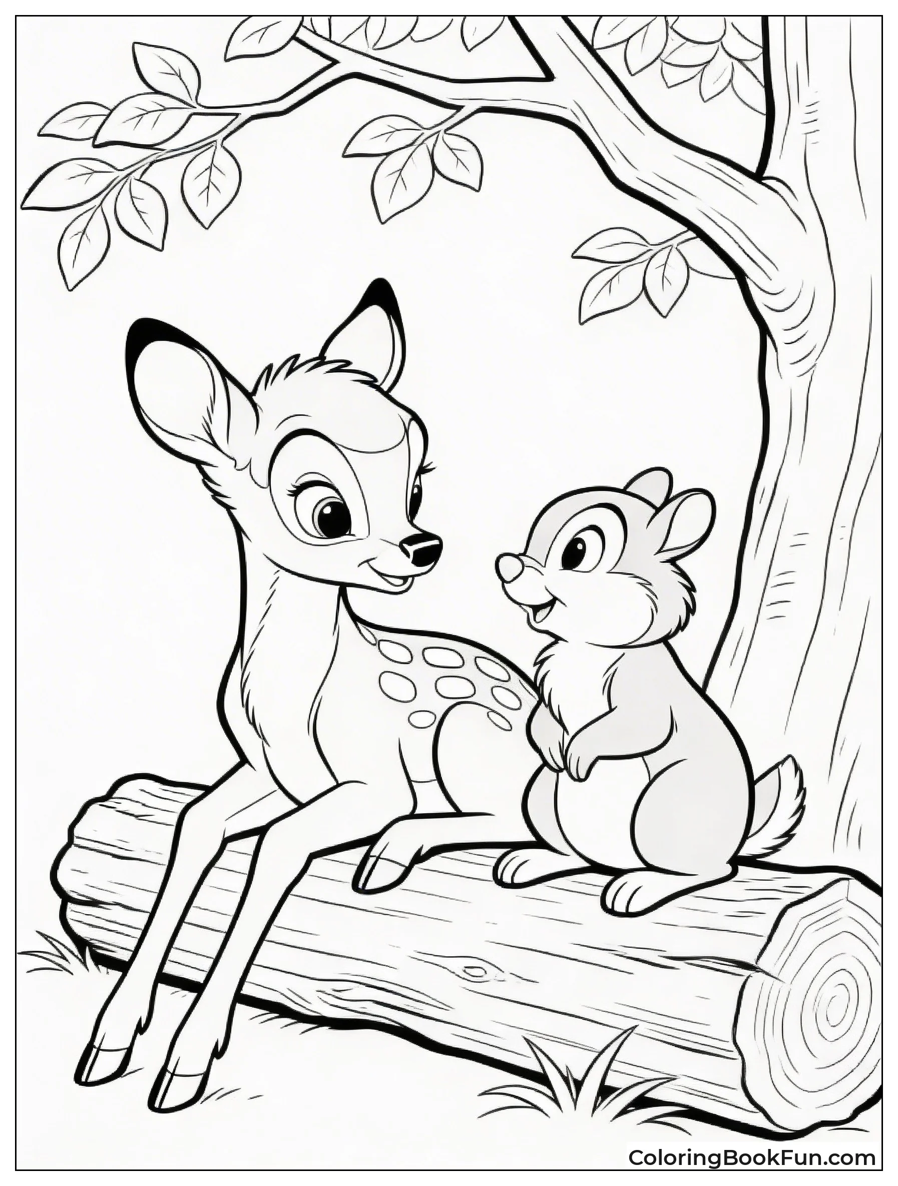 Bambi and Thumper on Log