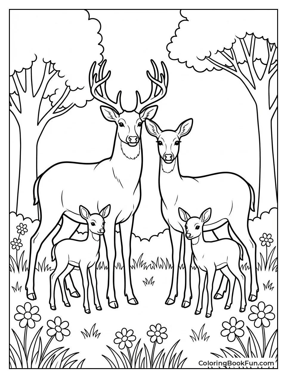 Bambi Family with Twin Fawns