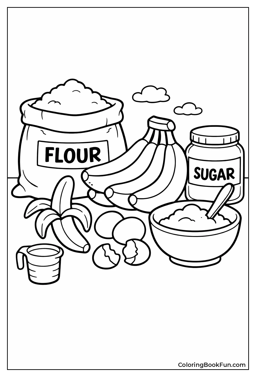 Banana Bread Ingredients Bowl