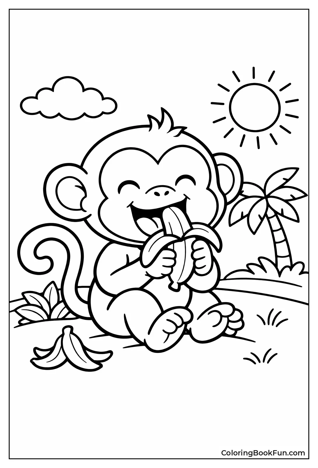 Monkey Peels Ripe Banana