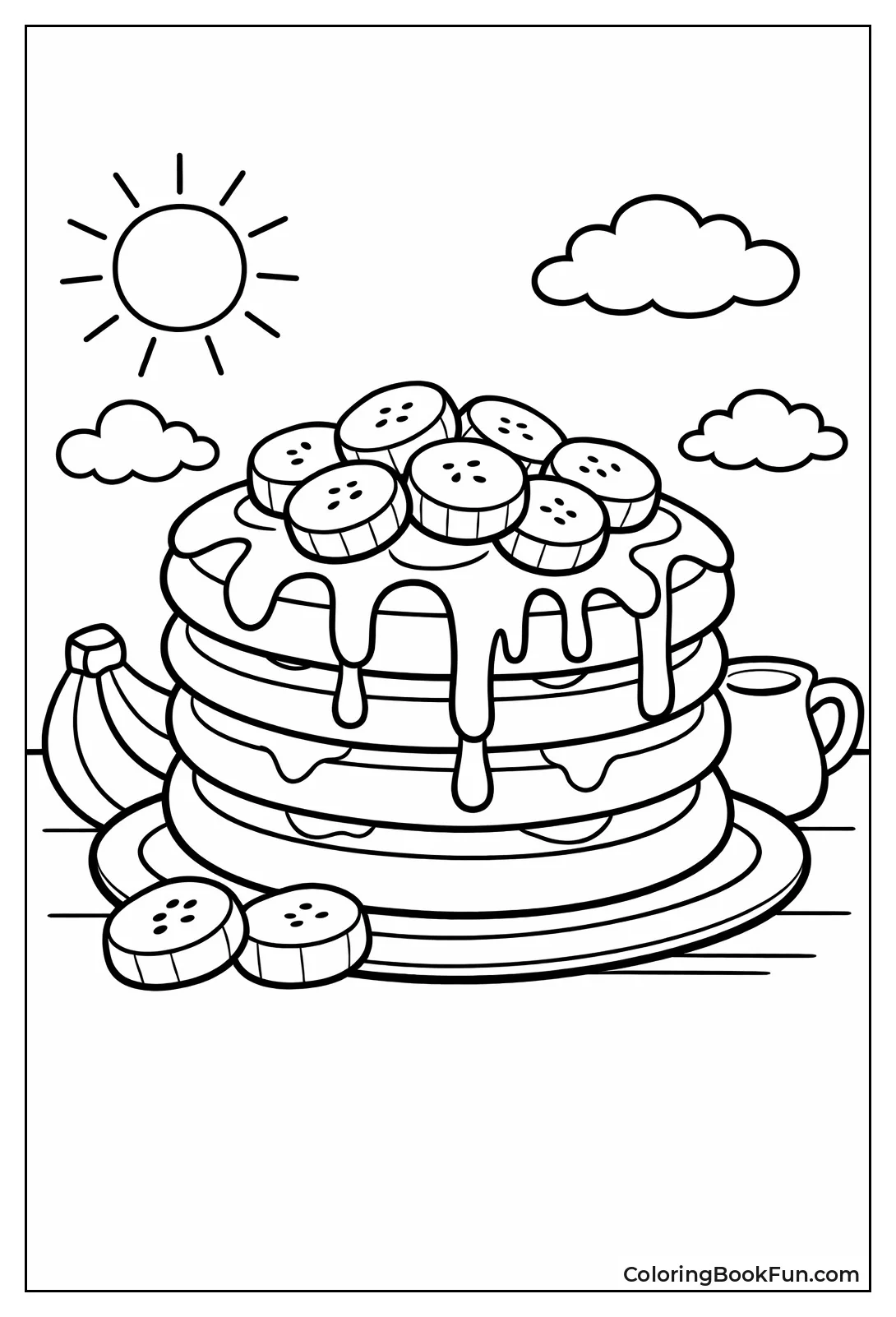 Pancakes Topped with Bananas