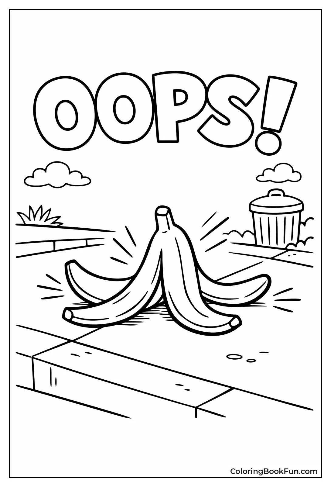 Slippery Banana Peel on Sidewalk