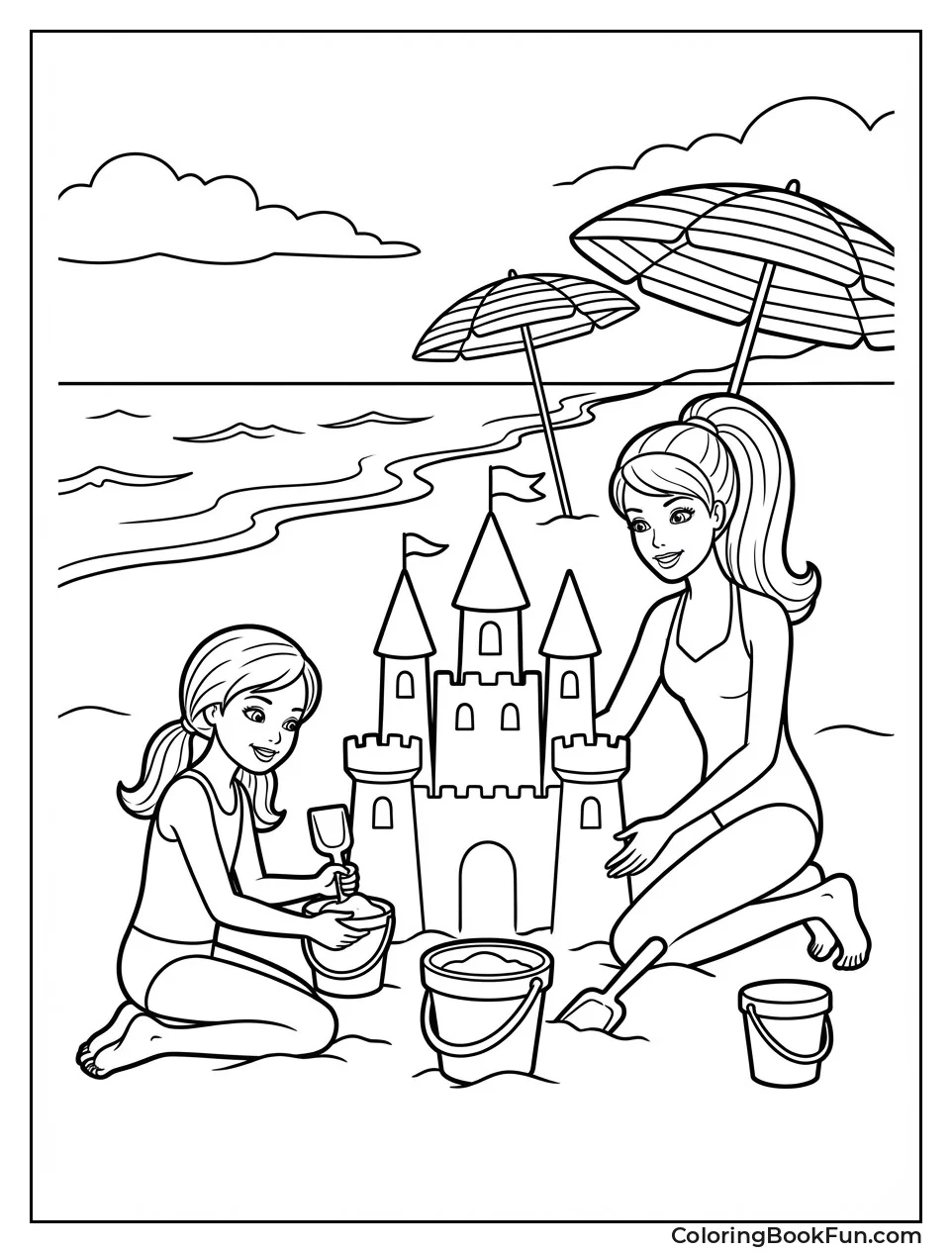 Friends Build Sandcastles Beach