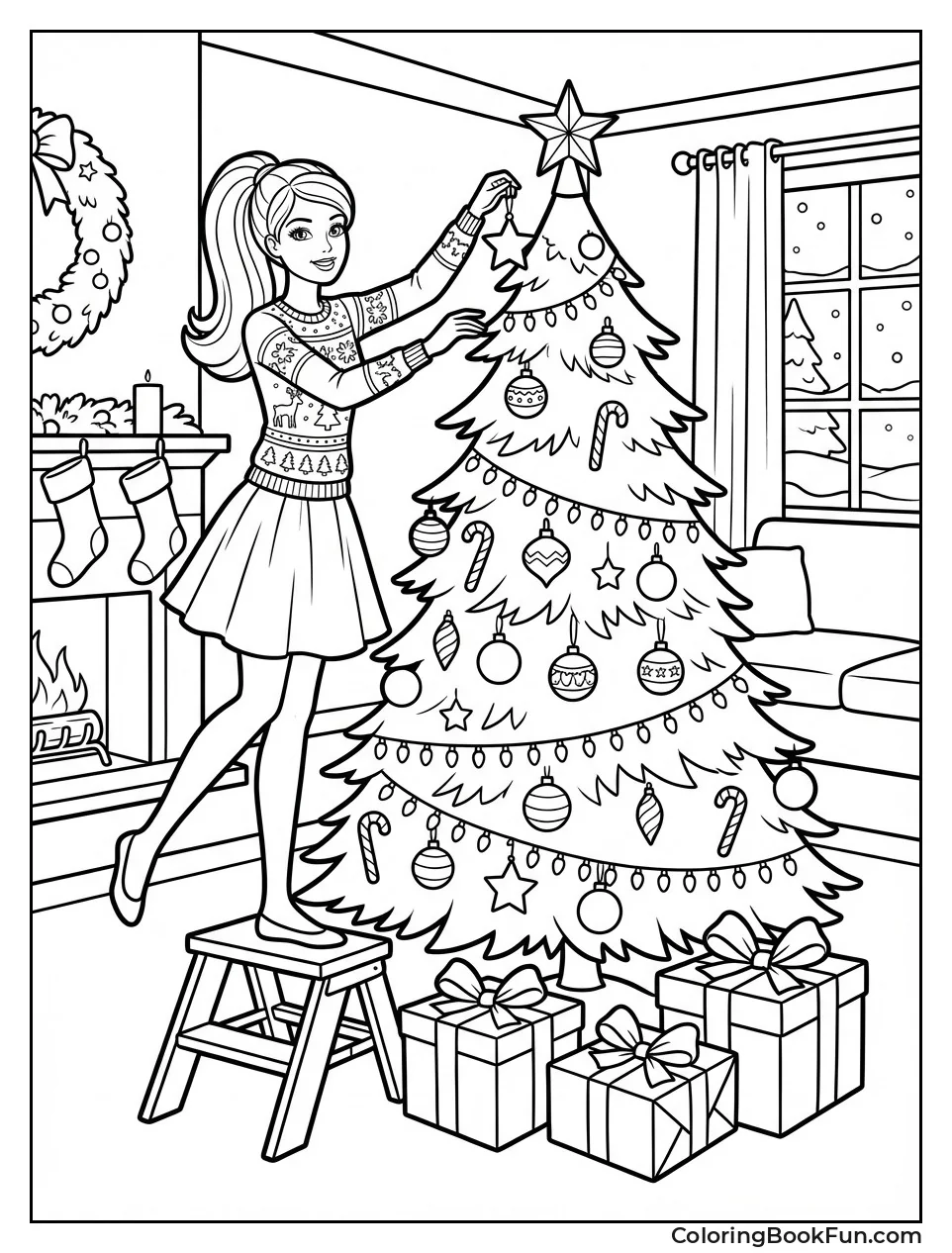 Barbie Decorates Christmas Tree