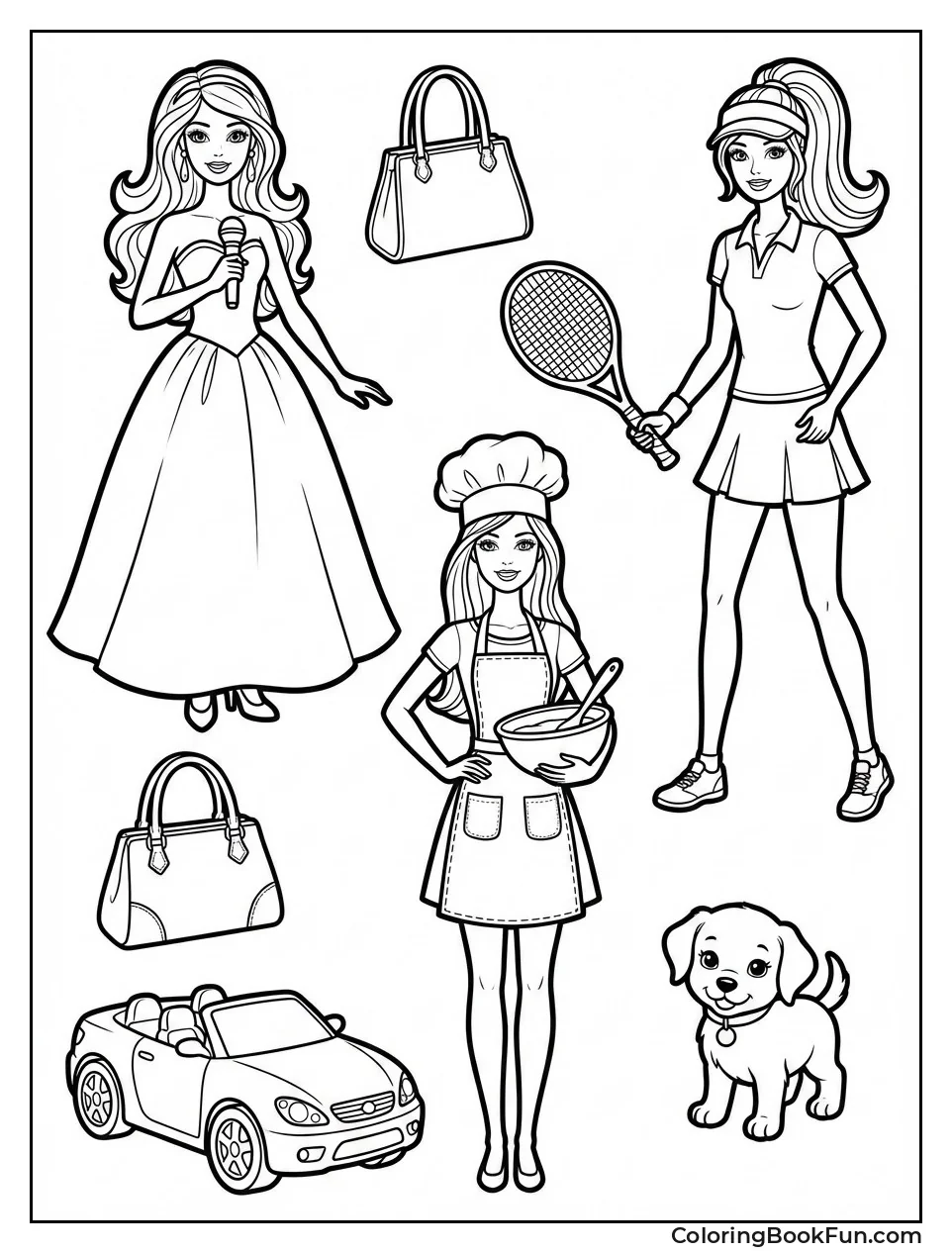 Group of Barbie Dolls