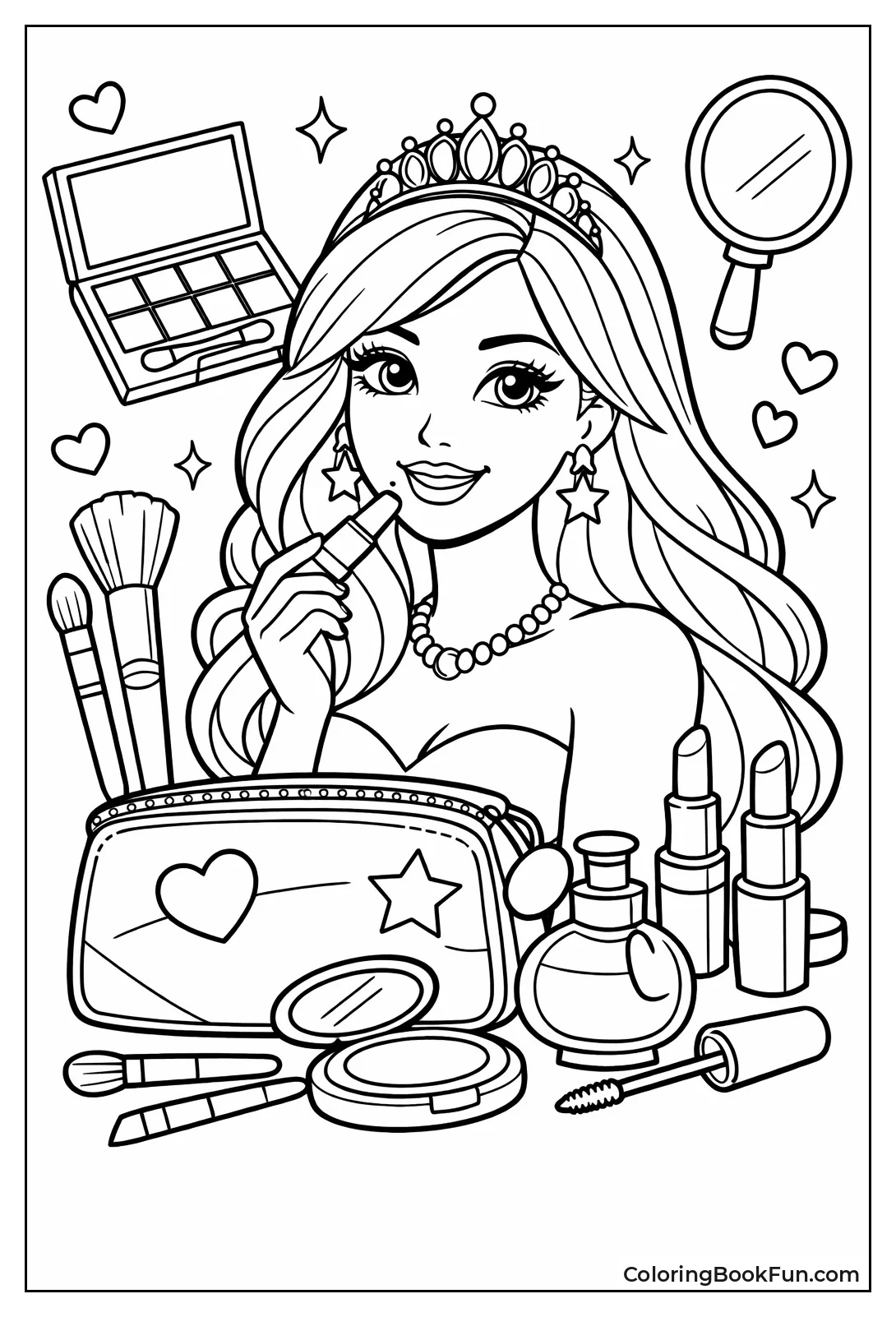 Barbie Surrounded by Cosmetics