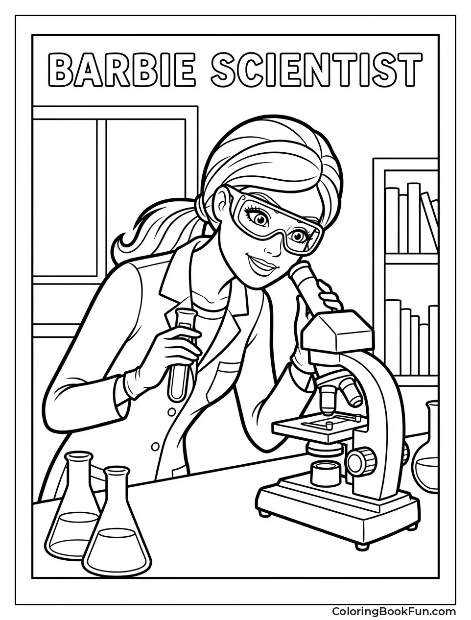Scientist Barbie Uses Microscope