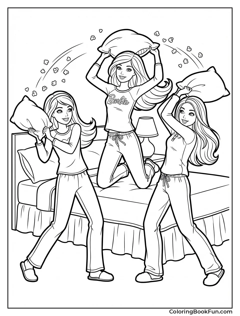 Girls Fight with Pillows