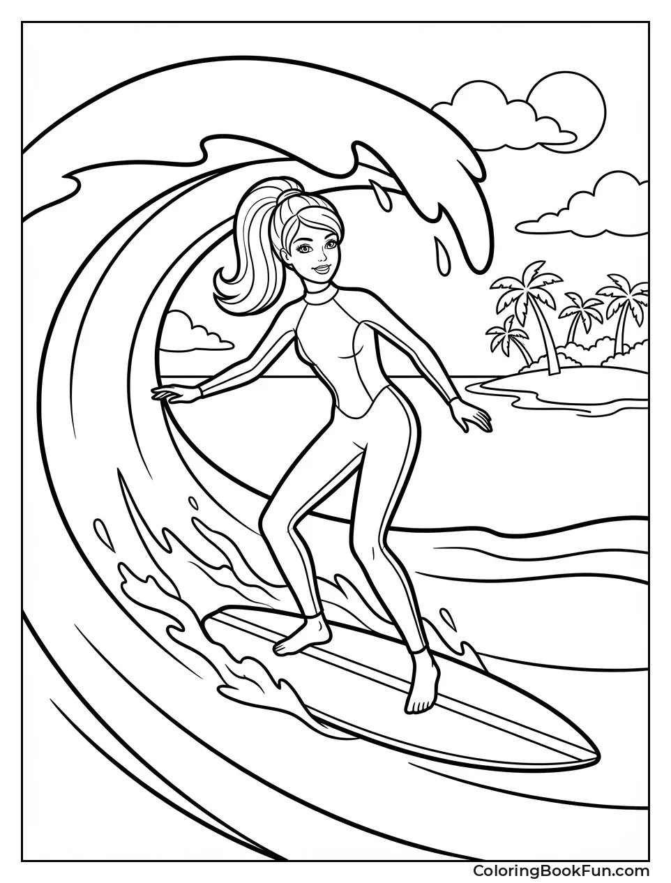 Surfer Barbie Rides Wave