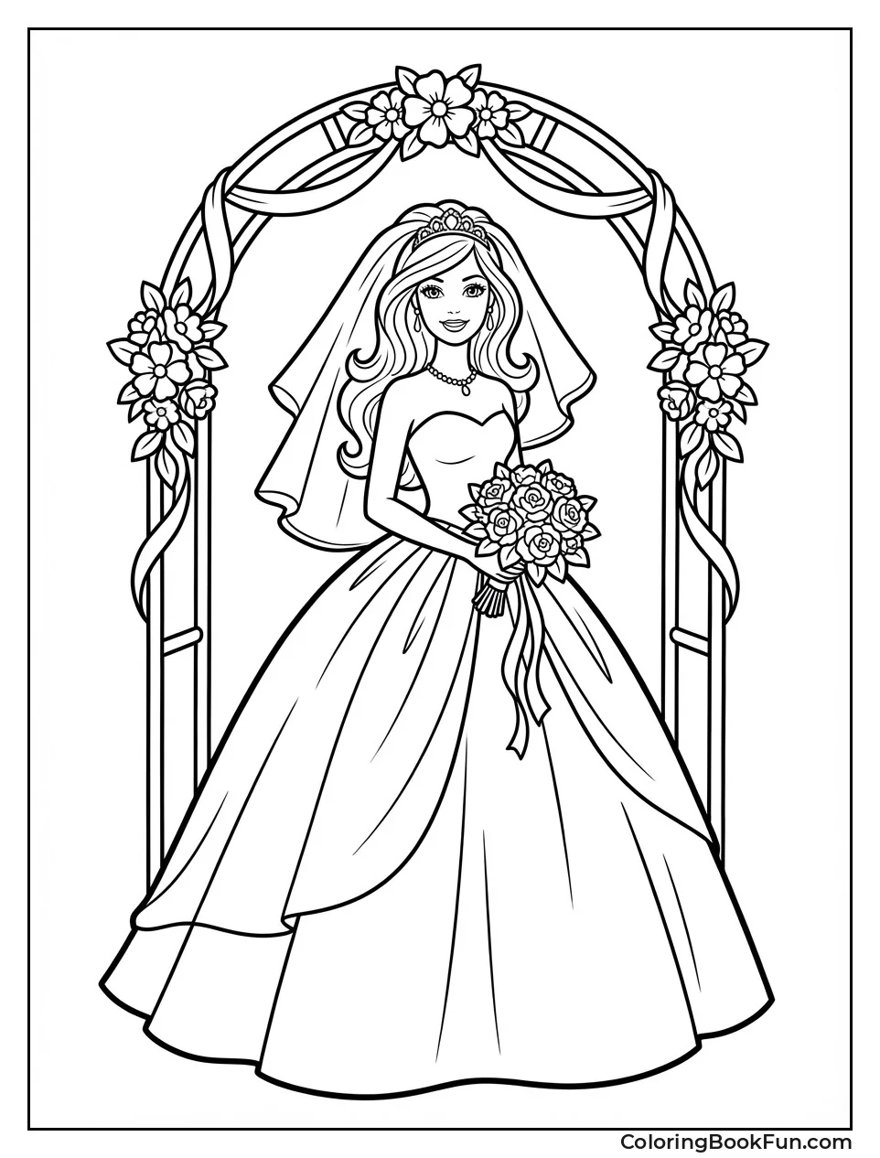 Bride Barbie Holds Bouquet